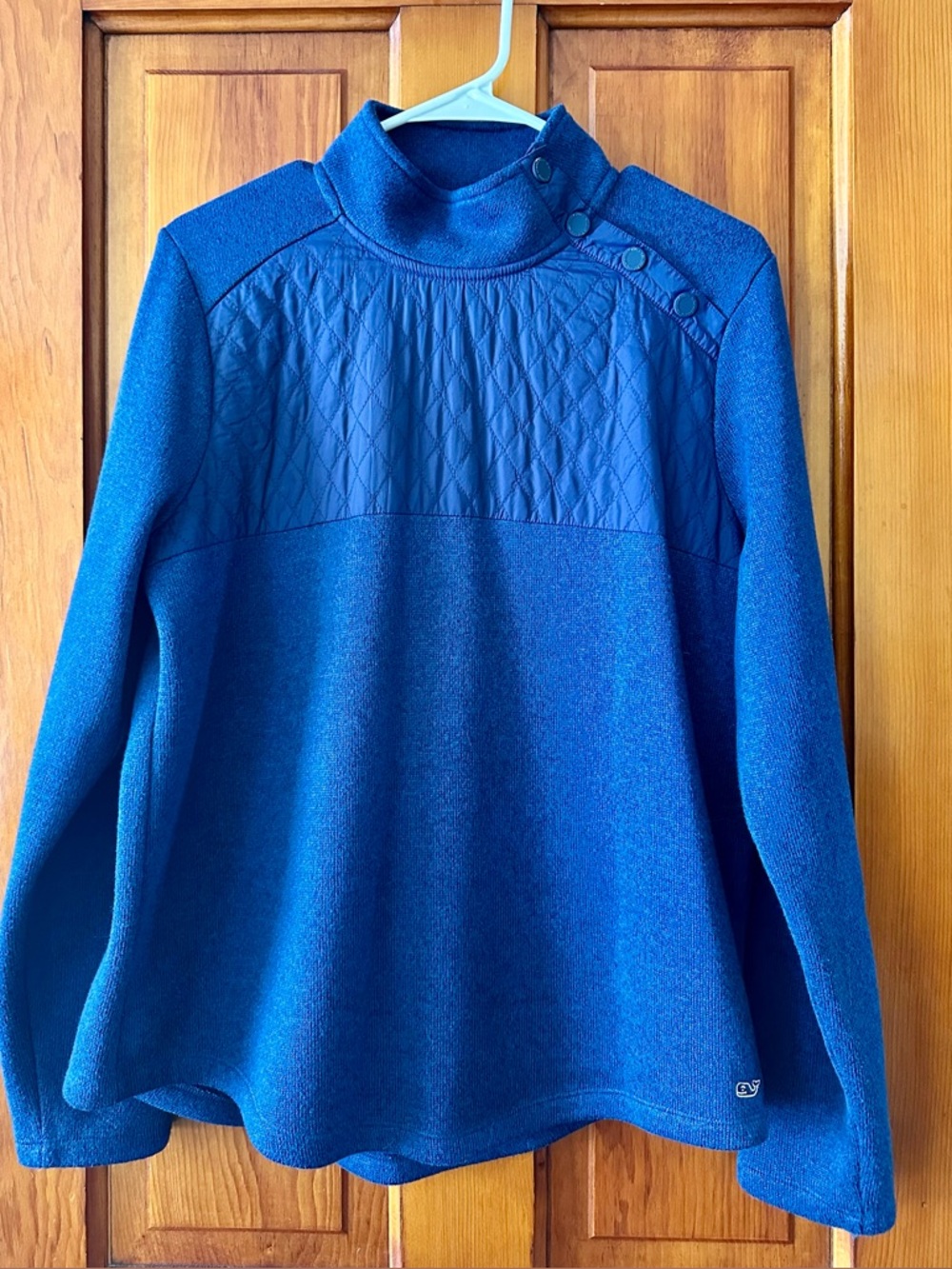 Vineyard Vines Women's Quilted Yoke Turtleneck Sweater - Blue Size L